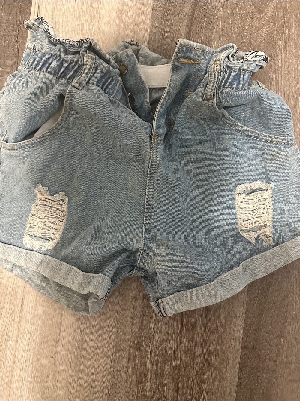 Light Blue Distressed Denim Shorts